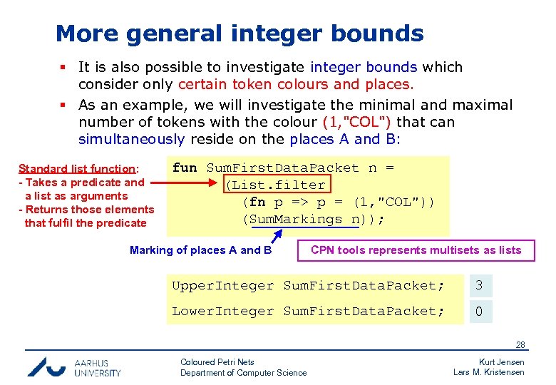More general integer bounds § It is also possible to investigate integer bounds which