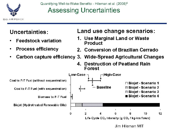 Quantifying Well-to-Wake Benefits - Hileman et al. (2008)5 Assessing Uncertainties: Land use change scenarios: