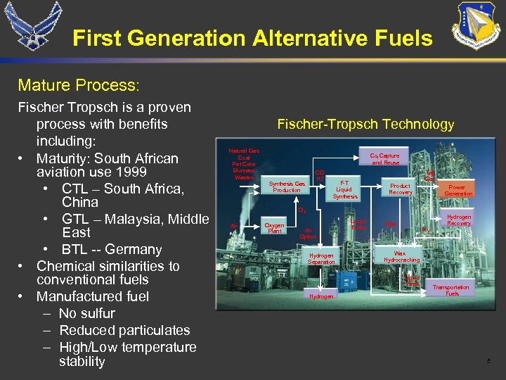 First Generation Alternative Fuels Mature Process: Fischer Tropsch is a proven process with benefits