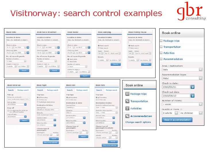 Visitnorway: search control examples 