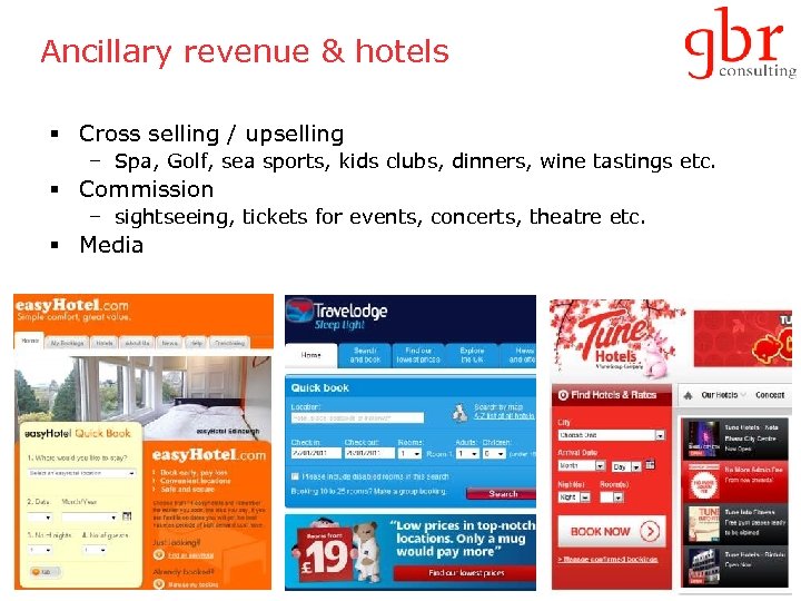 Ancillary revenue & hotels § Cross selling / upselling – Spa, Golf, sea sports,