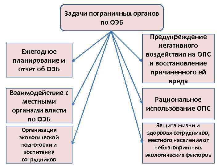 Задачи пограничных органов по ОЭБ Ежегодное планирование и отчет об ОЭБ Предупреждение негативного воздействия