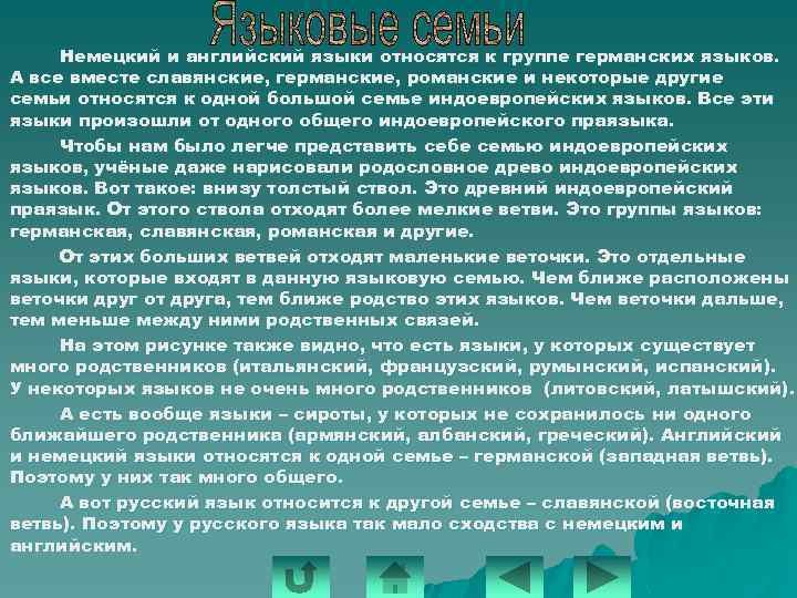 Немецкий и английский языки относятся к группе германских языков. А все вместе славянские, германские,