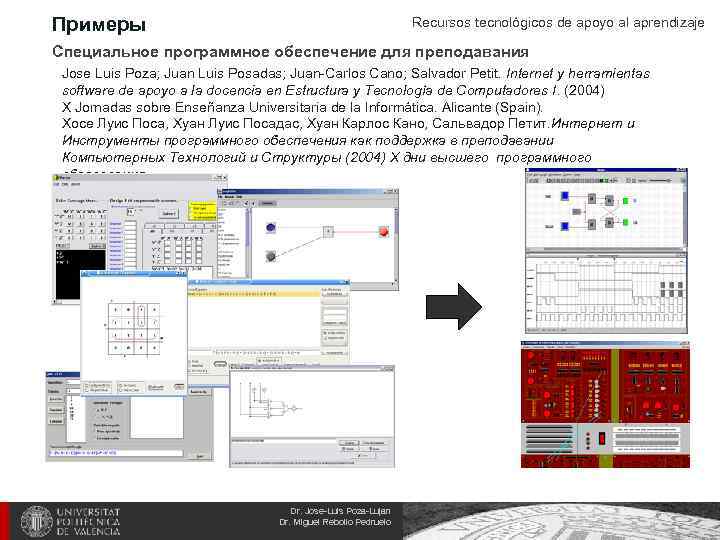 Примеры Recursos tecnológicos de apoyo al aprendizaje Cпециальное программное обеспечение для преподавания Jose Luis