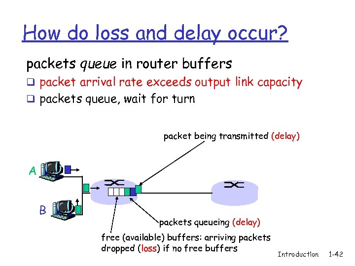 How do loss and delay occur? packets queue in router buffers q packet arrival