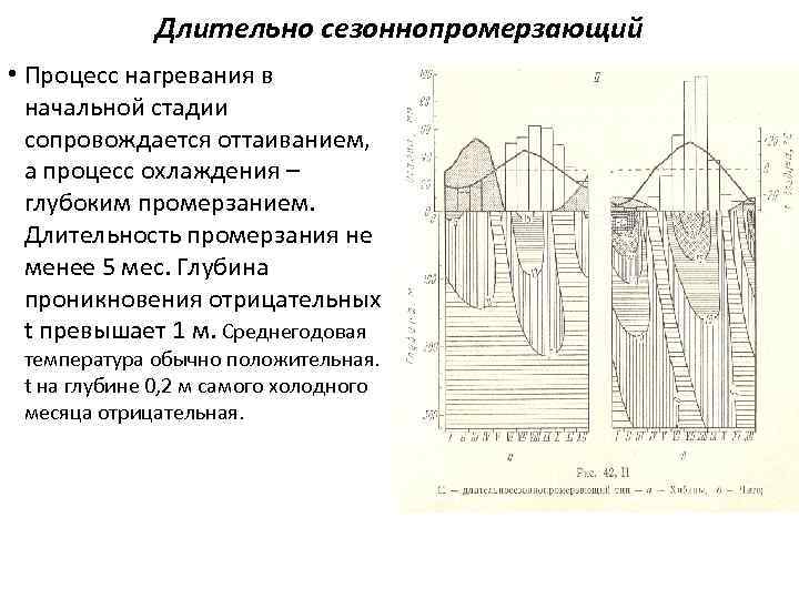 Длительно сезоннопромерзающий • Процесс нагревания в начальной стадии сопровождается оттаиванием, а процесс охлаждения –