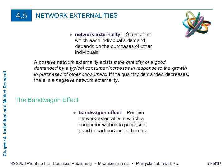 4. 5 NETWORK EXTERNALITIES Chapter 4 Individual and Market Demand ● network externality Situation