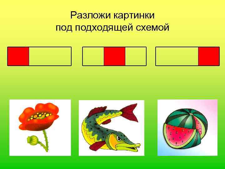 Разложи картинки подходящей схемой 