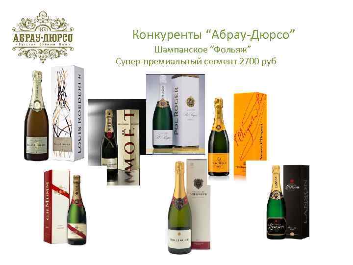 Конкуренты “Абрау-Дюрсо” Шампанское “Фольяж” Супер-премиальный сегмент 2700 руб 