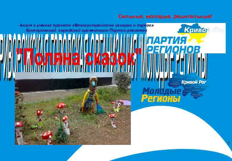 Сильные, молодые, решительные! Акция в рамках проекта «Благоустройство скверов и парков» Криворожской городской организации