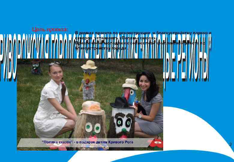 Цель проекта: В рамках проекта по реконструкции и благоустройству парков и скверов установить «Поляны