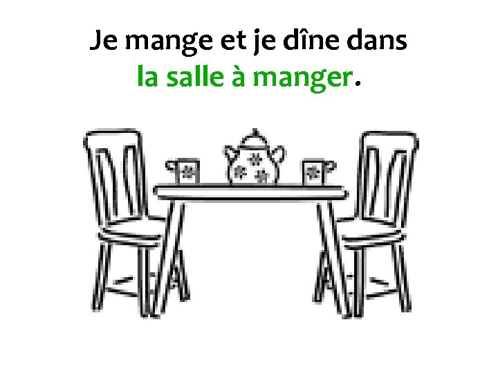 Je mange et je dîne dans la salle à manger. 