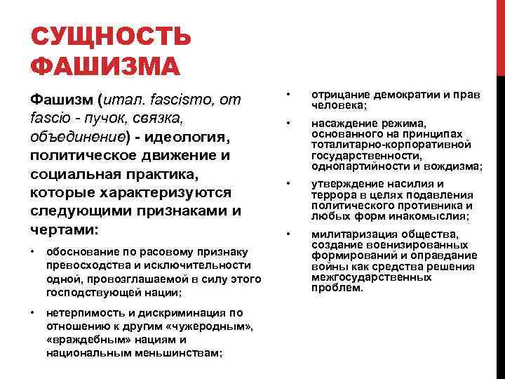 Идеология фашизма. Суть идеологии фашизма. Сущность идеологии фашизма. Основные принципы идеологии фашизма. Признаки идеологии фашизма.