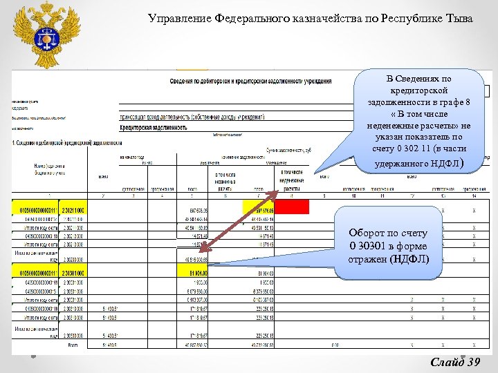 Управление Федерального казначейства по Республике Тыва В Сведениях по кредиторской задолженности в графе 8