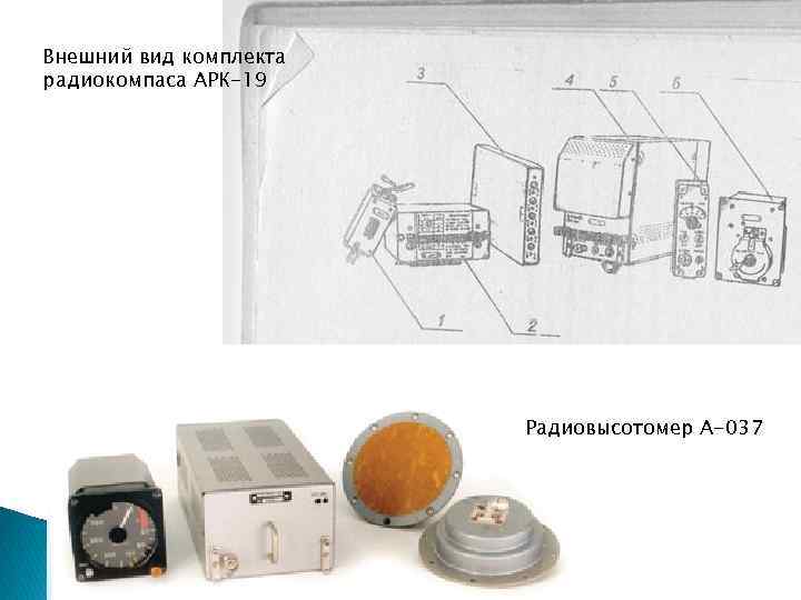 Внешний вид комплекта радиокомпаса АРК-19 Радиовысотомер А-037 