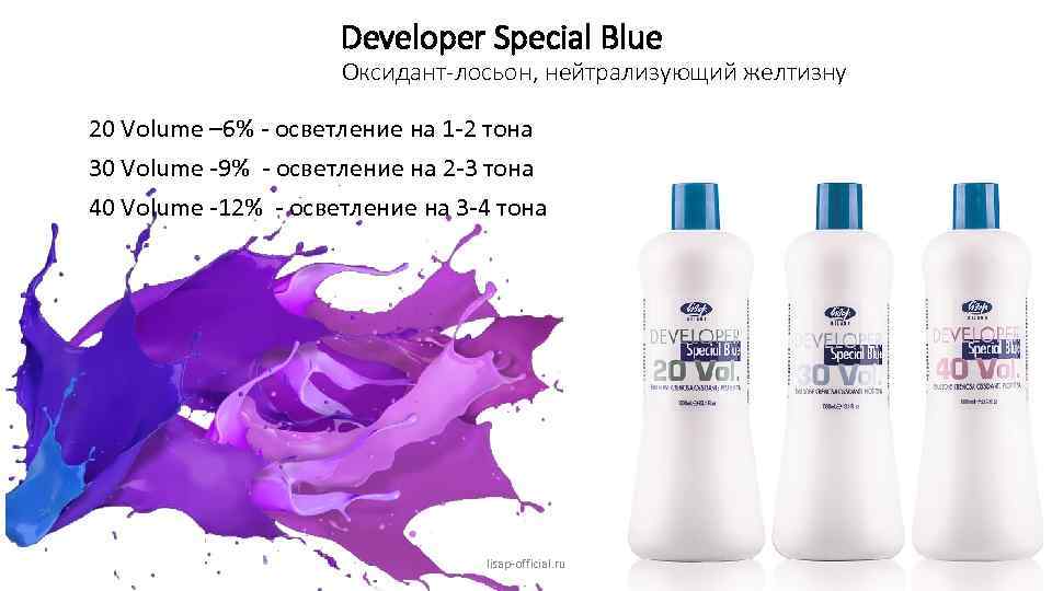 Developer Special Blue Оксидант-лосьон, нейтрализующий желтизну 20 Volume – 6% - осветление на 1