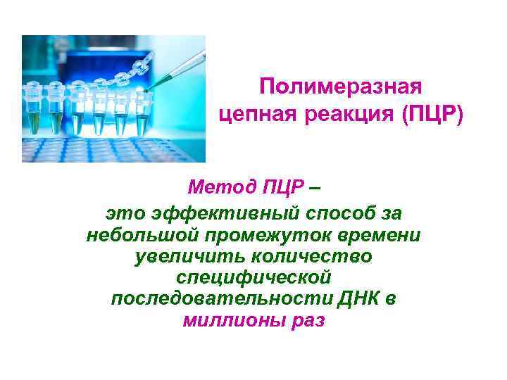 Полимеразная цепная реакция (ПЦР) Метод ПЦР – это эффективный способ за небольшой промежуток времени