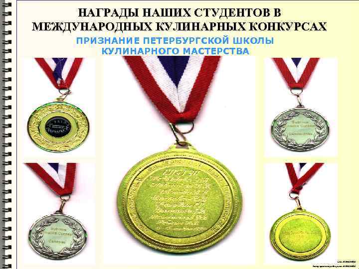 НАГРАДЫ НАШИХ СТУДЕНТОВ В МЕЖДУНАРОДНЫХ КУЛИНАРНЫХ КОНКУРСАХ ПРИЗНАНИЕ ПЕТЕРБУРГСКОЙ ШКОЛЫ КУЛИНАРНОГО МАСТЕРСТВА Автор презентации
