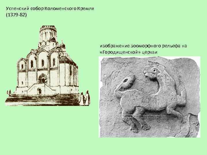 Успенский собор Коломенского Кремля (1379 -82) изображение зооморфного рельефа на «Городищенской» церкви 