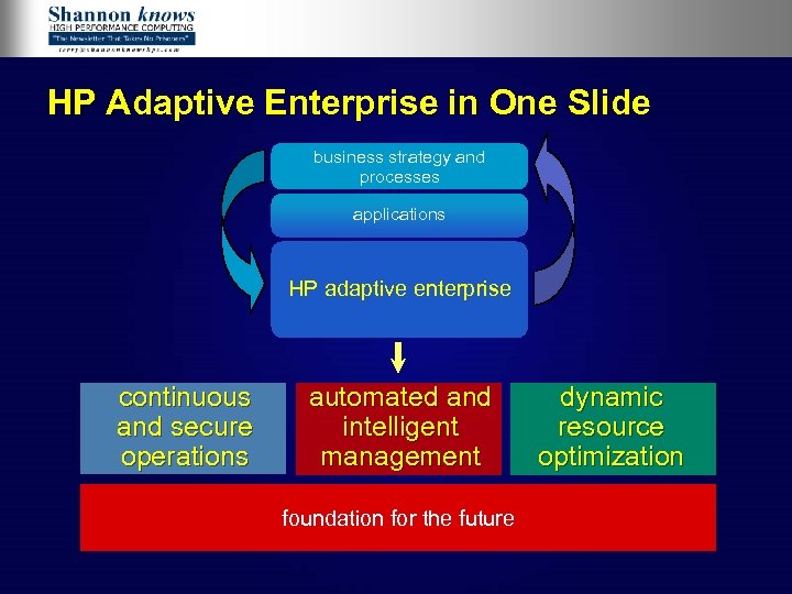 HP Adaptive Enterprise in One Slide business strategy and processes applications HP adaptive enterprise