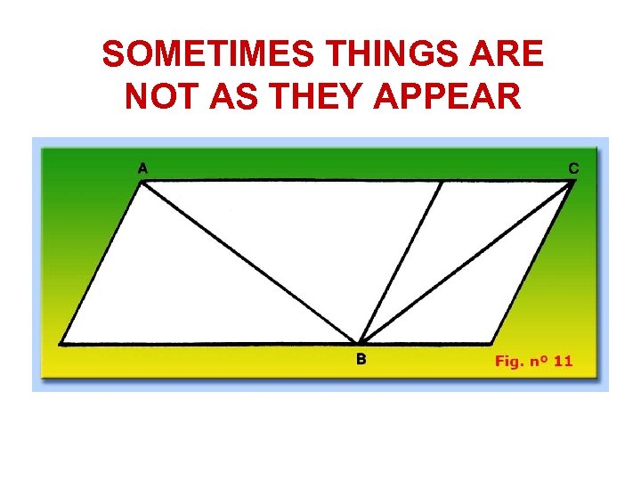 SOMETIMES THINGS ARE NOT AS THEY APPEAR 