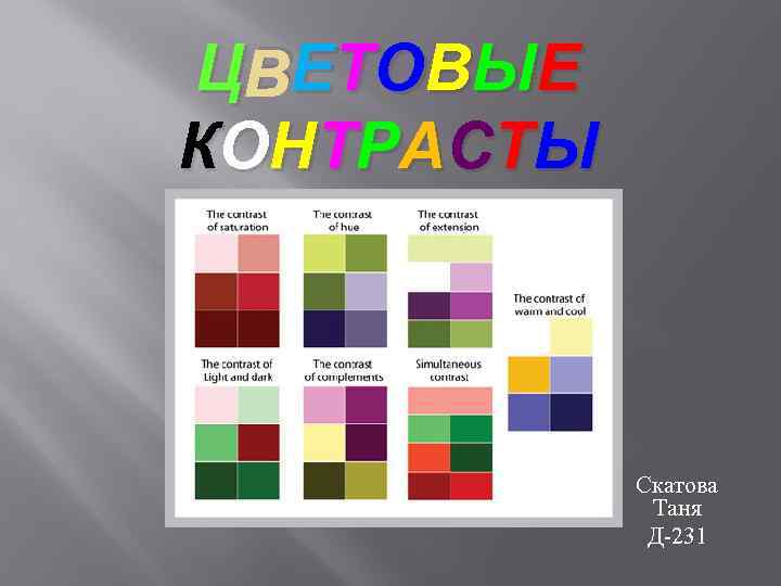 Ц ВЕТОВЫЕ Е К О НТ Р АСТ Ы Скатова Таня Д-231 