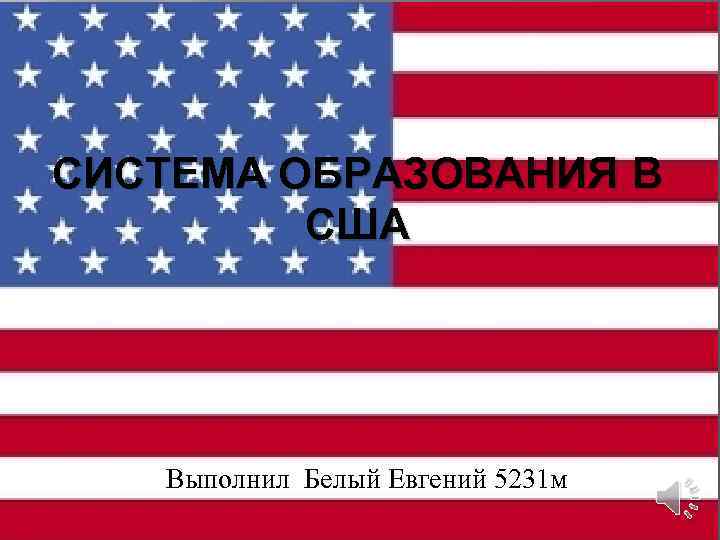 СИСТЕМА ОБРАЗОВАНИЯ В США Выполнил Белый Евгений 5231 м 