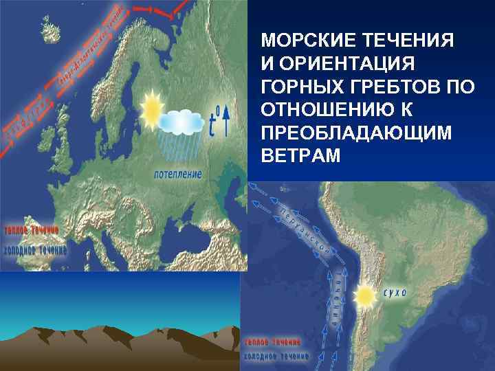 МОРСКИЕ ТЕЧЕНИЯ И ОРИЕНТАЦИЯ ГОРНЫХ ГРЕБТОВ ПО ОТНОШЕНИЮ К ПРЕОБЛАДАЮЩИМ ВЕТРАМ 