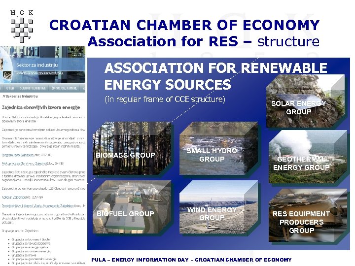 CROATIAN CHAMBER OF ECONOMY Association for RES – structure ASSOCIATION FOR RENEWABLE ENERGY SOURCES