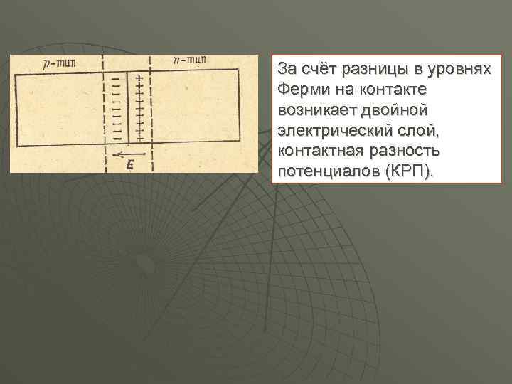 За счёт разницы в уровнях Ферми на контакте возникает двойной электрический слой, контактная разность