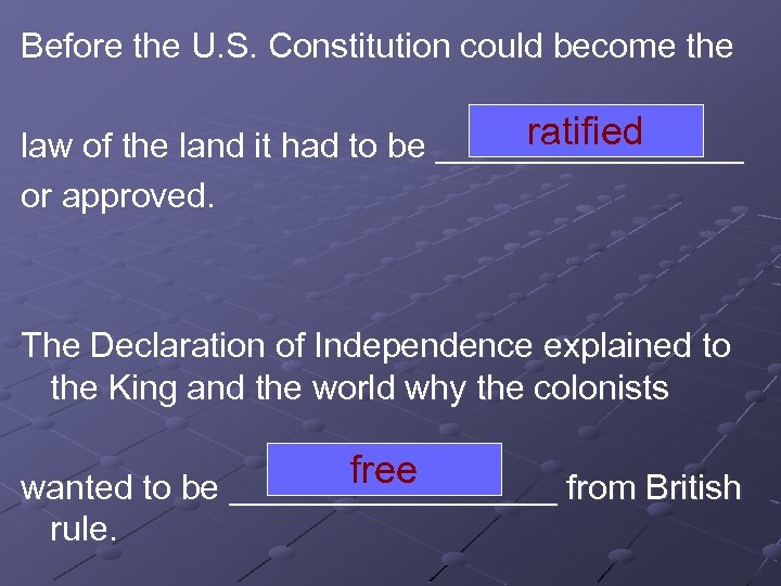Before the U. S. Constitution could become the ratified law of the land it
