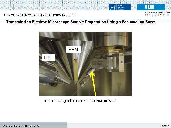 FIB preparation: Lamellar-Transportation I Transmission Electron Microscope Sample Preparation Using a Focused Ion Beam