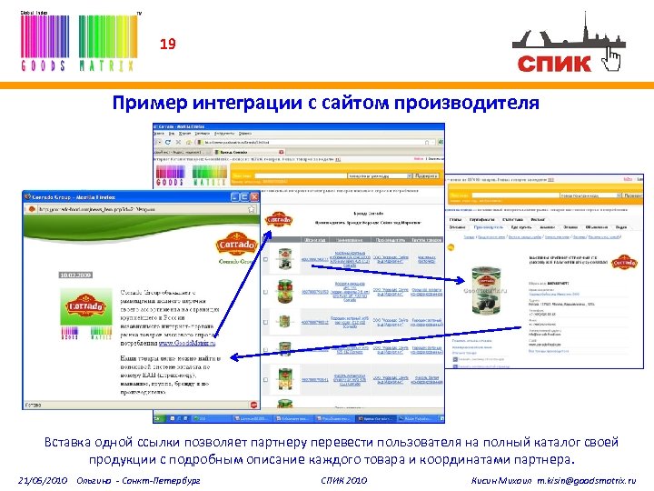 19 Пример интеграции с сайтом производителя Вставка одной ссылки позволяет партнеру перевести пользователя на