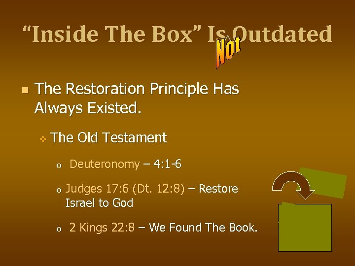 “Inside The Box” Is Outdated n The Restoration Principle Has Always Existed. v The