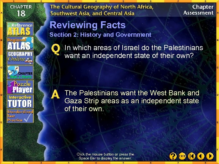 Reviewing Facts Section 2: History and Government In which areas of Israel do the