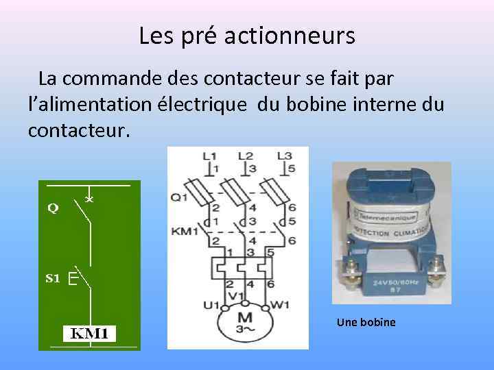 Les pré actionneurs La commande des contacteur se fait par l’alimentation électrique du bobine