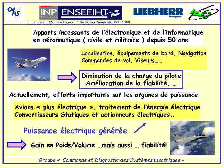 Laboratoire d' Electrotechnique et d' Electronique Industrielle UMR n° 5828 Apports incessants de l’électronique