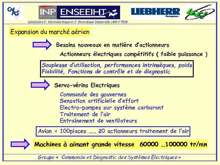 Laboratoire d' Electrotechnique et d' Electronique Industrielle UMR n° 5828 Expansion du marché aérien