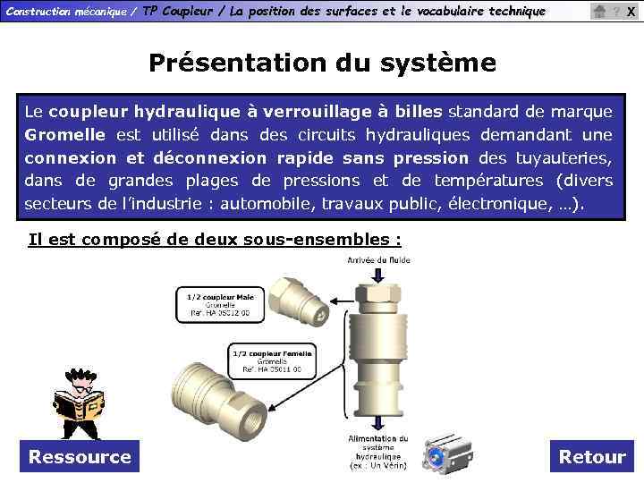 Construction mécanique / TP Coupleur / La position des surfaces et le vocabulaire technique