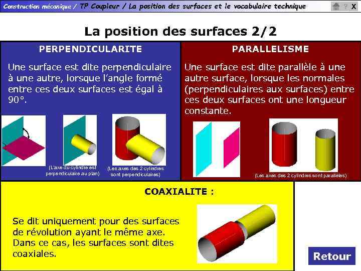 Construction mécanique / TP Coupleur / La position des surfaces et le vocabulaire technique