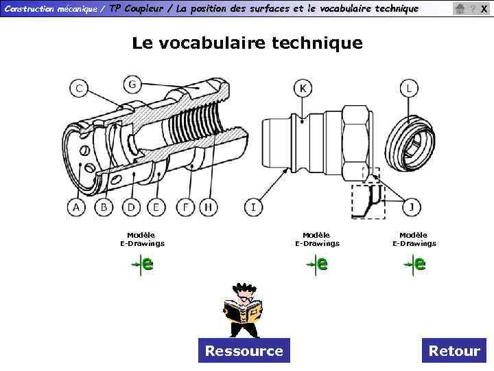 Construction mécanique / TP Coupleur / La position des surfaces et le vocabulaire technique