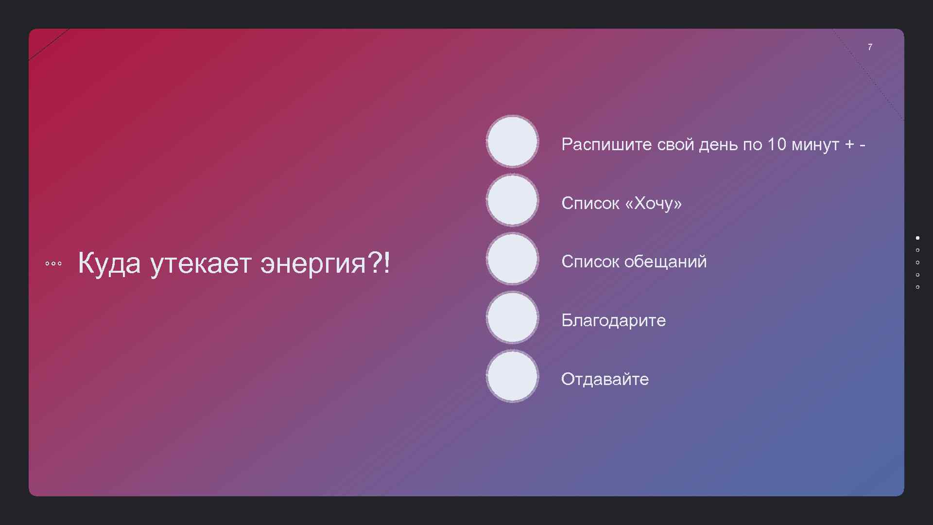 7 Распишите свой день по 10 минут + Список «Хочу» Куда утекает энергия? !