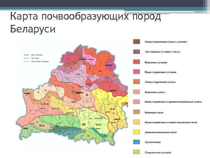 Карта почвообразующих пород Беларуси 