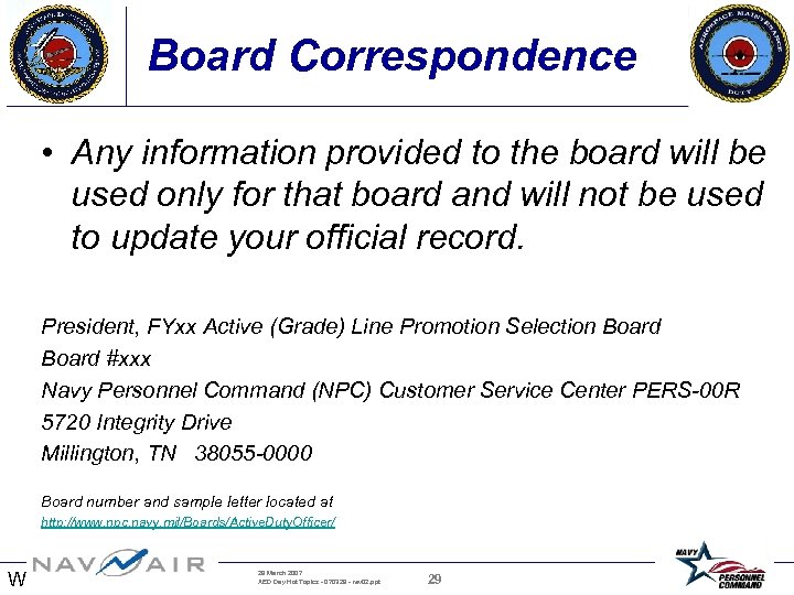 Board Correspondence • Any information provided to the board will be used only for