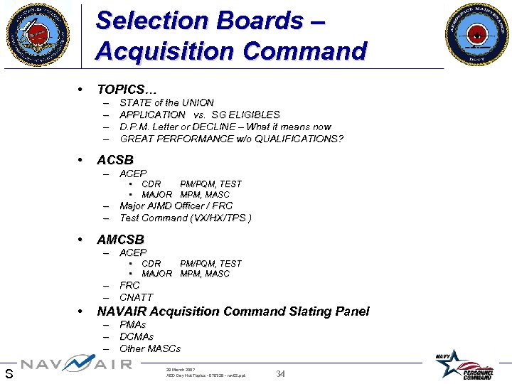 Selection Boards – Acquisition Command • • TOPICS… – – STATE of the UNION