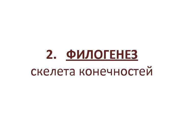 2. ФИЛОГЕНЕЗ скелета конечностей 