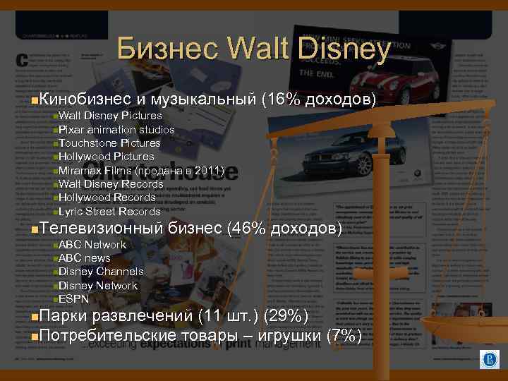 Бизнес Walt Disney Кинобизнес и музыкальный Walt Disney Pictures Pixar animation studios Touchstone Pictures