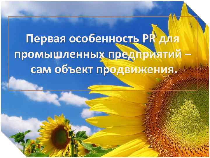 Первая особенность PR для промышленных предприятий – сам объект продвижения. 