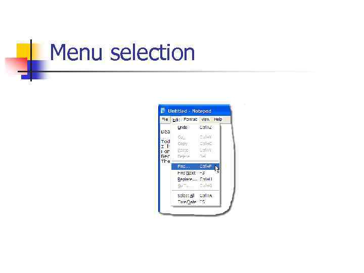 Menu selection 