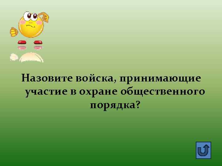 Назовите войска, принимающие участие в охране общественного порядка? 
